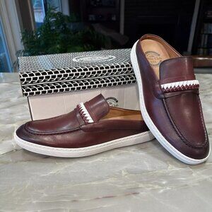 Driver Club USA Men's Slip-On Loafers | Brown with White Woven Leather | Size 7